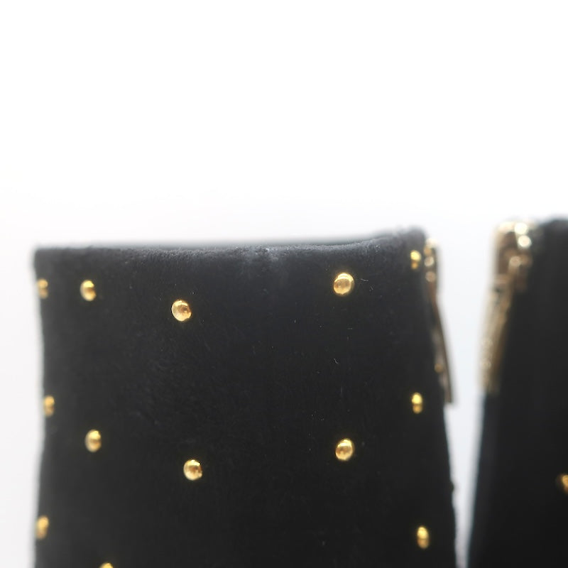Gianvito Rossi Studded Pointed Toe Ankle Boots Black Suede Size 38.5