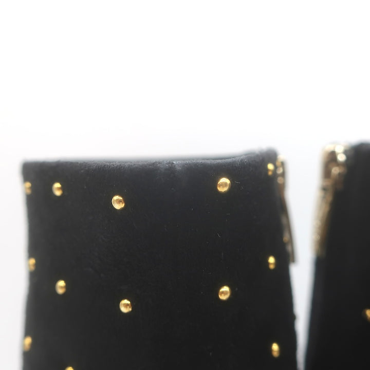 Gianvito Rossi Studded Pointed Toe Ankle Boots Black Suede Size 38.5