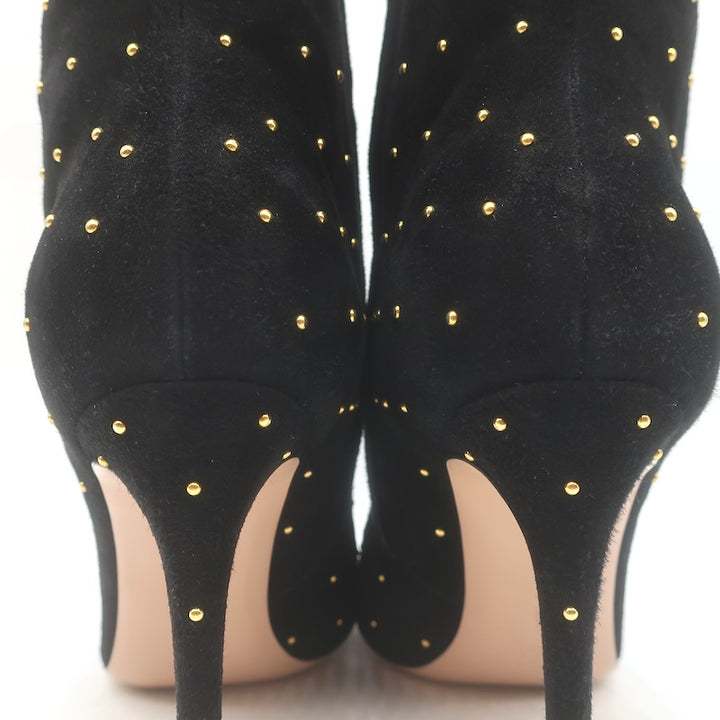 Gianvito Rossi Studded Pointed Toe Ankle Boots Black Suede Size 38.5