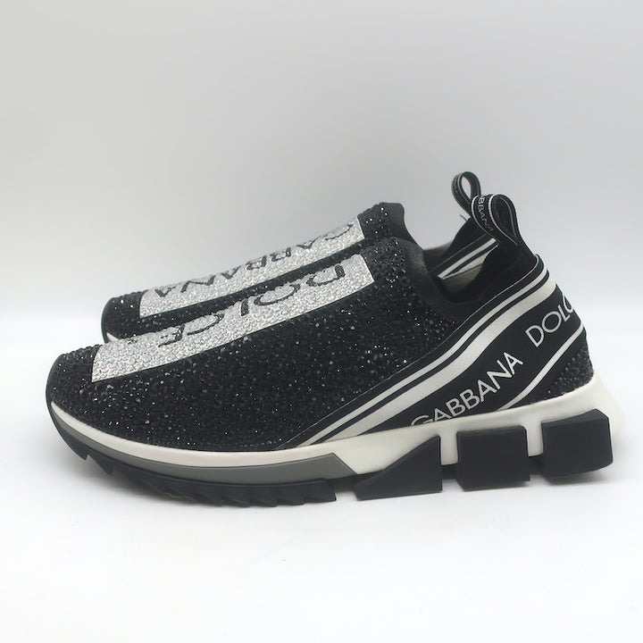 Dolce &amp; Gabbana Sorrento Crystal-Embellished Knit Sneakers Black Size 42.5