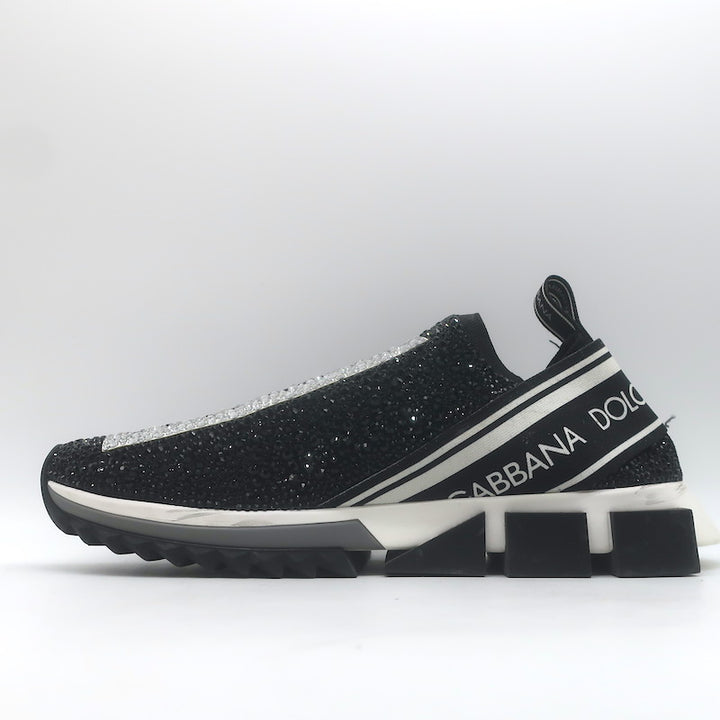 Dolce &amp; Gabbana Sorrento Crystal-Embellished Knit Sneakers Black Size 42.5