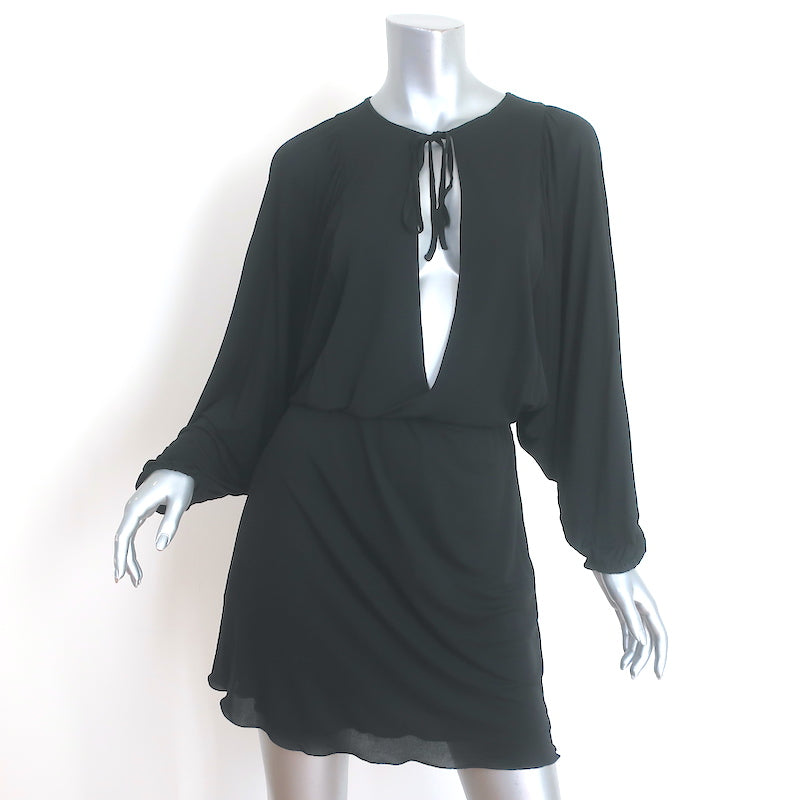 Saint Laurent Batwing Sleeve Keyhole Mini Dress Black Jersey Size 38 Celebrity Owned Saint Laurent Batwing Sleeve Keyhole Mini Dress Black Jersey Size 38 Celebrity Owned