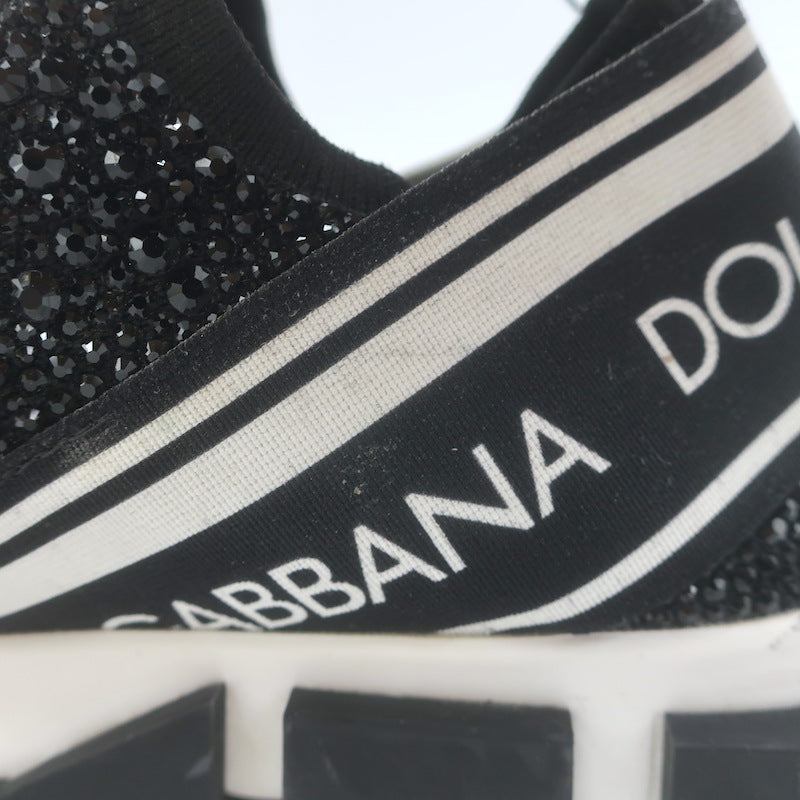 Dolce &amp; Gabbana Sorrento Crystal-Embellished Knit Sneakers Black Size 42.5