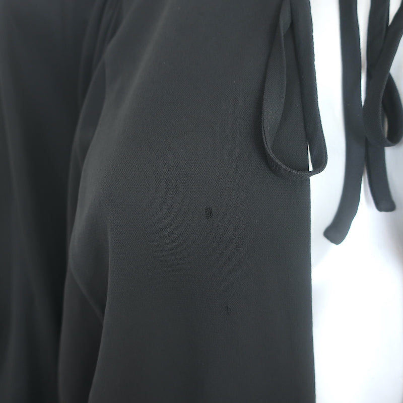 Saint Laurent Batwing Sleeve Keyhole Mini Dress Black Jersey Size 38
