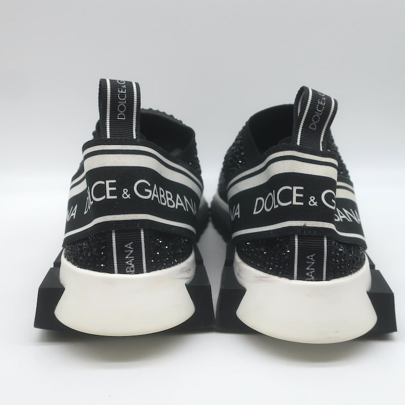 Dolce &amp; Gabbana Sorrento Crystal-Embellished Knit Sneakers Black Size 42.5