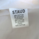 STAUD Demi Puff Sleeve Maxi Dress White/Multicolor Stretch Cotton Size Large