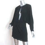 Saint Laurent Batwing Sleeve Keyhole Mini Dress Black Jersey Size 38