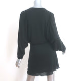 Saint Laurent Batwing Sleeve Keyhole Mini Dress Black Jersey Size 38