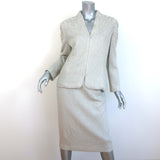 St. John Evening Sequined & Embroidered Knit Skirt Suit Beige Size 8