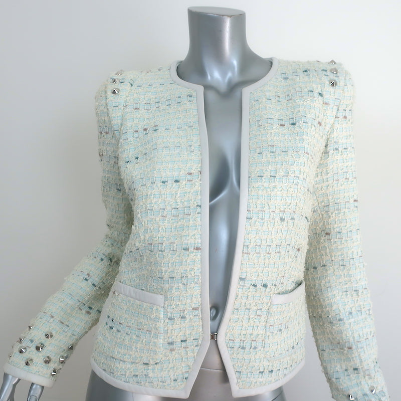 Chanel Blue Tweed Cropped Jacket S Chanel