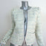 Barbara Bui Studded Tweed Jacket Leather-Trim Light Blue Cotton-Blend Size 42