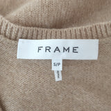 FRAME Frankie authentic pre-owned cashmere puff-sleeve V-neck sweater in caramel heather, size Small