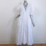 GANNI Broderie Anglaise Puff Sleeve Midi Dress White Cotton Size 38