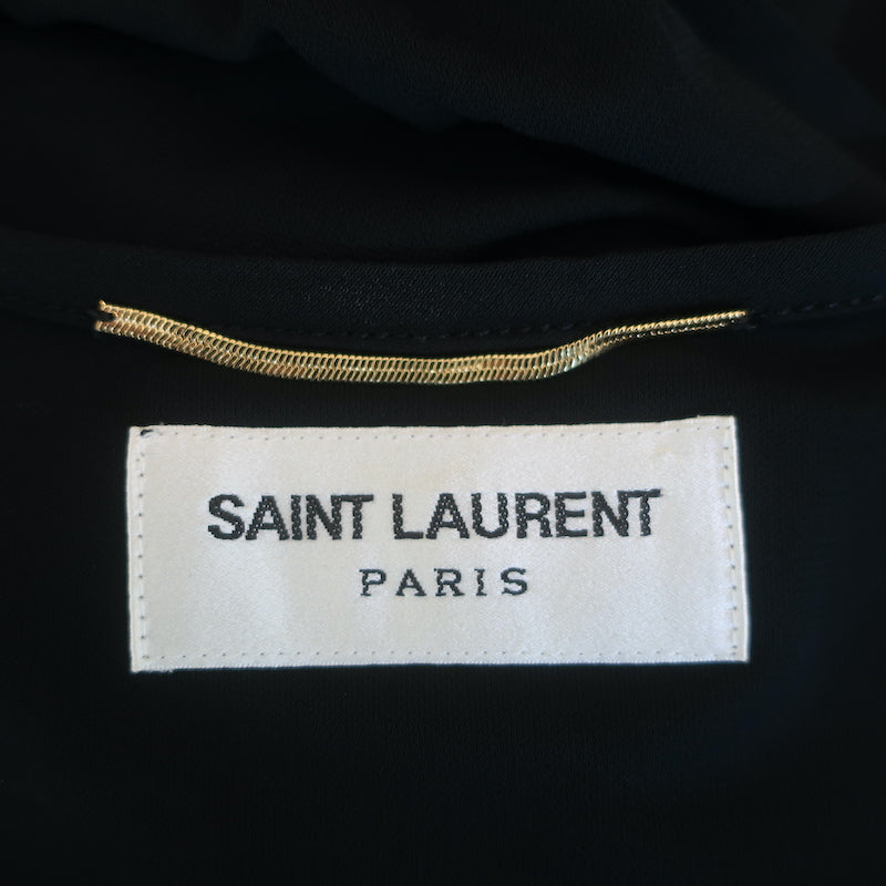 Saint Laurent Batwing Sleeve Keyhole Mini Dress Black Jersey Size 38