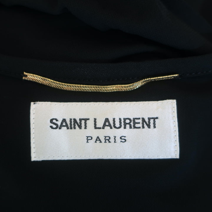 Saint Laurent Batwing Sleeve Keyhole Mini Dress Black Jersey Size 38