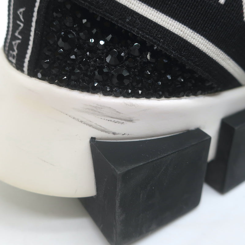 Dolce &amp; Gabbana Sorrento Crystal-Embellished Knit Sneakers Black Size 42.5