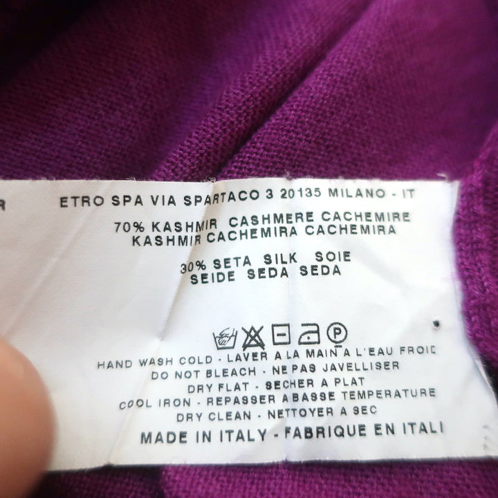 Etro V-Neck Sweater Purple Cashmere-Silk Size 38