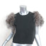 Alice + Olivia Ciara Fox & Rabbit Fur-Sleeve Cropped Sweater Gray Size Medium