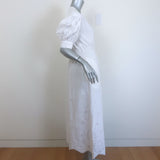 GANNI Broderie Anglaise Puff Sleeve Midi Dress White Cotton Size 38