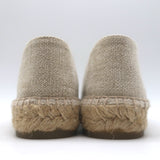 Chanel Sequin CC Cap Toe Espadrilles Beige & Black Canvas Size 37 NEW