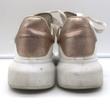 Alexander McQueen Oversized Sneakers White & Rose Gold Metallic Leather Size 37