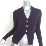 Authentic Golden Goose eggplant wool-cashmere elbow-patch cardigan, size XS — pre-owned luxury knit