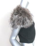 Alice + Olivia Ciara Fox & Rabbit Fur-Sleeve Cropped Sweater Gray Size Medium