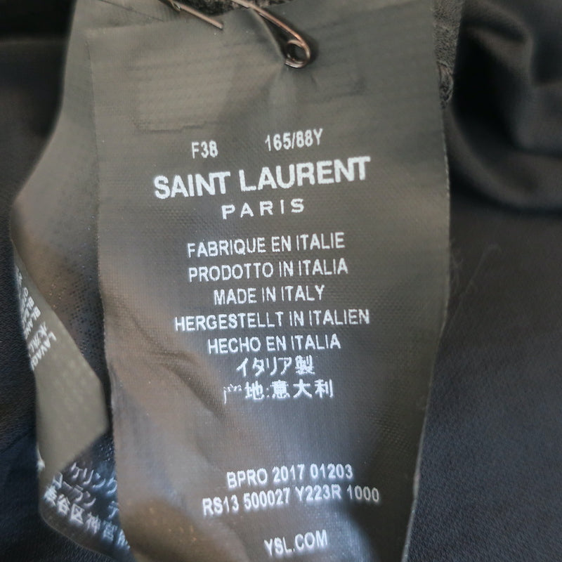Saint Laurent Batwing Sleeve Keyhole Mini Dress Black Jersey Size 38