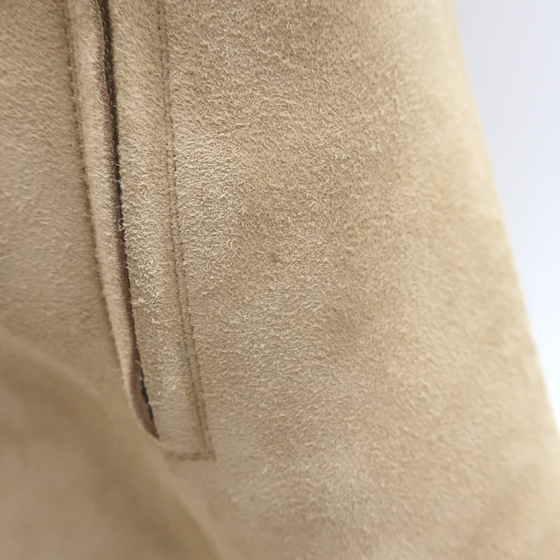 Amina Muaddi Pernille Wedge Ankle Boots Beige Suede Size 38.5