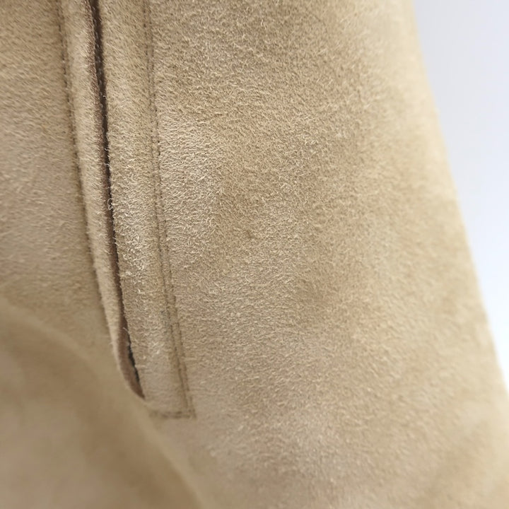 Amina Muaddi Pernille Wedge Ankle Boots Beige Suede Size 38.5