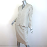 St. John Evening Sequined & Embroidered Knit Skirt Suit Beige Size 8