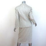 St. John Evening Sequined & Embroidered Knit Skirt Suit Beige Size 8
