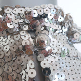 Paco Rabanne Sequined Bell Sleeve Ruffled Mini Dress Silver Size 38