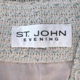 St. John Evening Sequined & Embroidered Knit Skirt Suit Beige Size 8