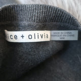 Alice + Olivia Ciara Fox & Rabbit Fur-Sleeve Cropped Sweater Gray Size Medium