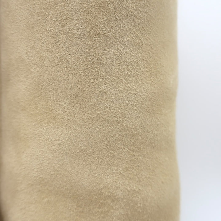 Amina Muaddi Pernille Wedge Ankle Boots Beige Suede Size 38.5