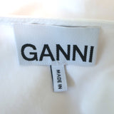 GANNI Broderie Anglaise Puff Sleeve Midi Dress White Cotton Size 38