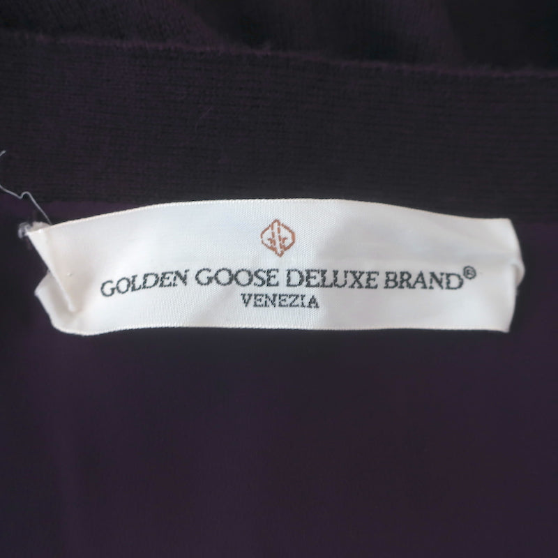 Authentic Golden Goose elbow-patch cardigan in eggplant wool-cashmere, gently pre-owned