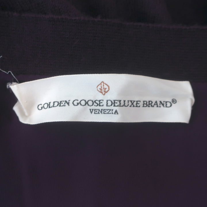 Authentic Golden Goose elbow-patch cardigan in eggplant wool-cashmere, gently pre-owned