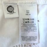 GANNI Broderie Anglaise Puff Sleeve Midi Dress White Cotton Size 38