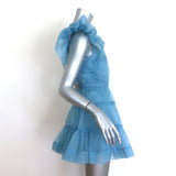 Jonathan Simkhai Monique Tiered Mini Dress Celeste Blue Ruffled Organza Size 2