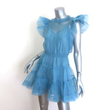 Jonathan Simkhai Monique Tiered Mini Dress Celeste Blue Ruffled Organza Size 2