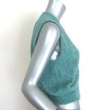 Authentic Doen Adriana alpaca-blend sweater vest in blue minthe pointelle knit, pre-owned, size M