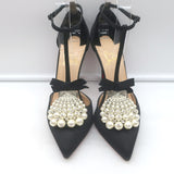 Christian Louboutin Goyetta Crystal & Pearl-Embellished Pumps Black Size 37.5