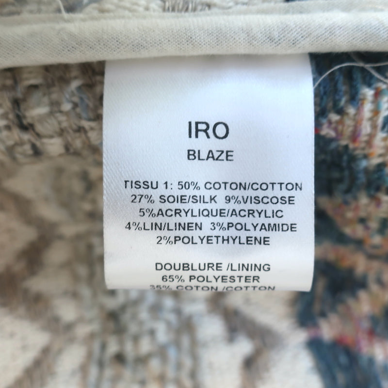 IRO Blaze Tribal Tweed Jacket Cream/Multi Embroidered Cotton-Blend Size 1