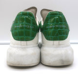 Alexander McQueen Oversized Sneakers White & Green Croc-Print Leather Size 37