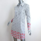 Roberta Roller Rabbit Long Sleeve Shirtdress White/Gray Printed Size Extra Small
