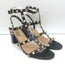 Valentino Rockstud Caged Sandals Black Leather Size 38.5 Ankle Strap Heels