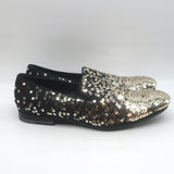 Alexander McQueen Sequined Slip-On Loafers Black/Gold Size 42 NEW