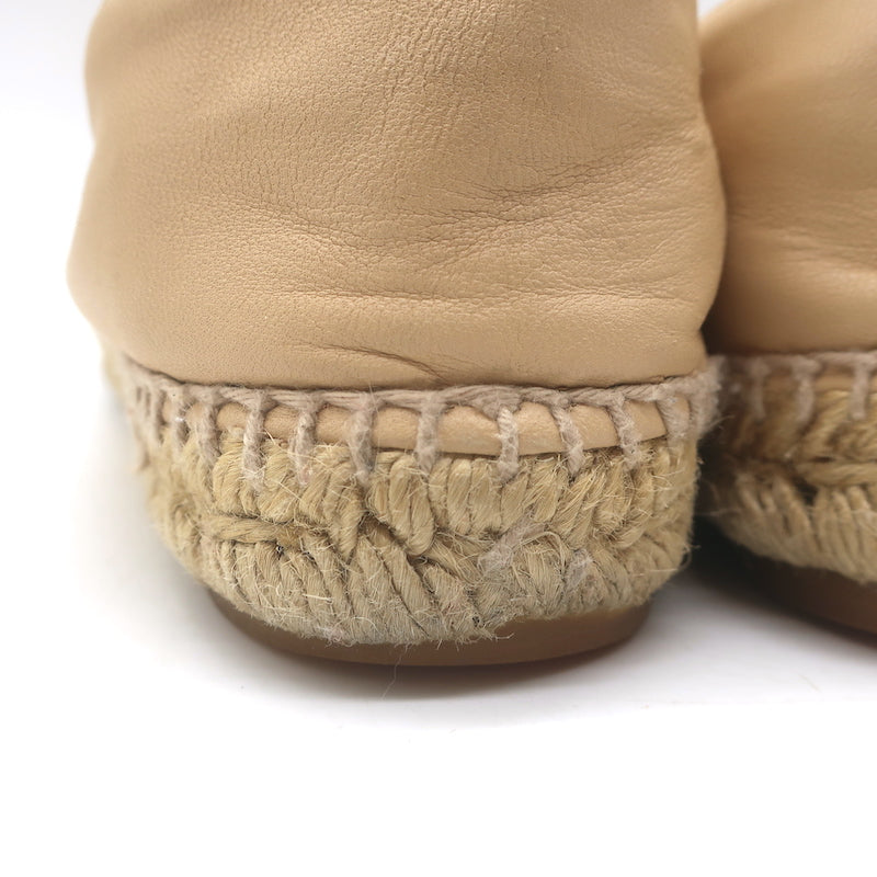 Chanel CC Cap Toe Espadrilles Beige &amp; Black Lambskin Leather Size 37